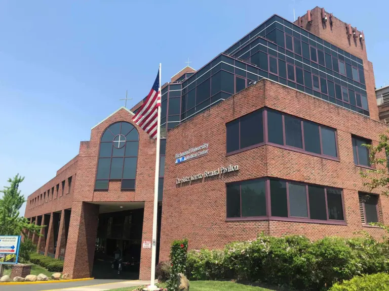 Brick hospital building with Richmond University Medical Center sign and Sister Aloysius Bernard Pavilion name